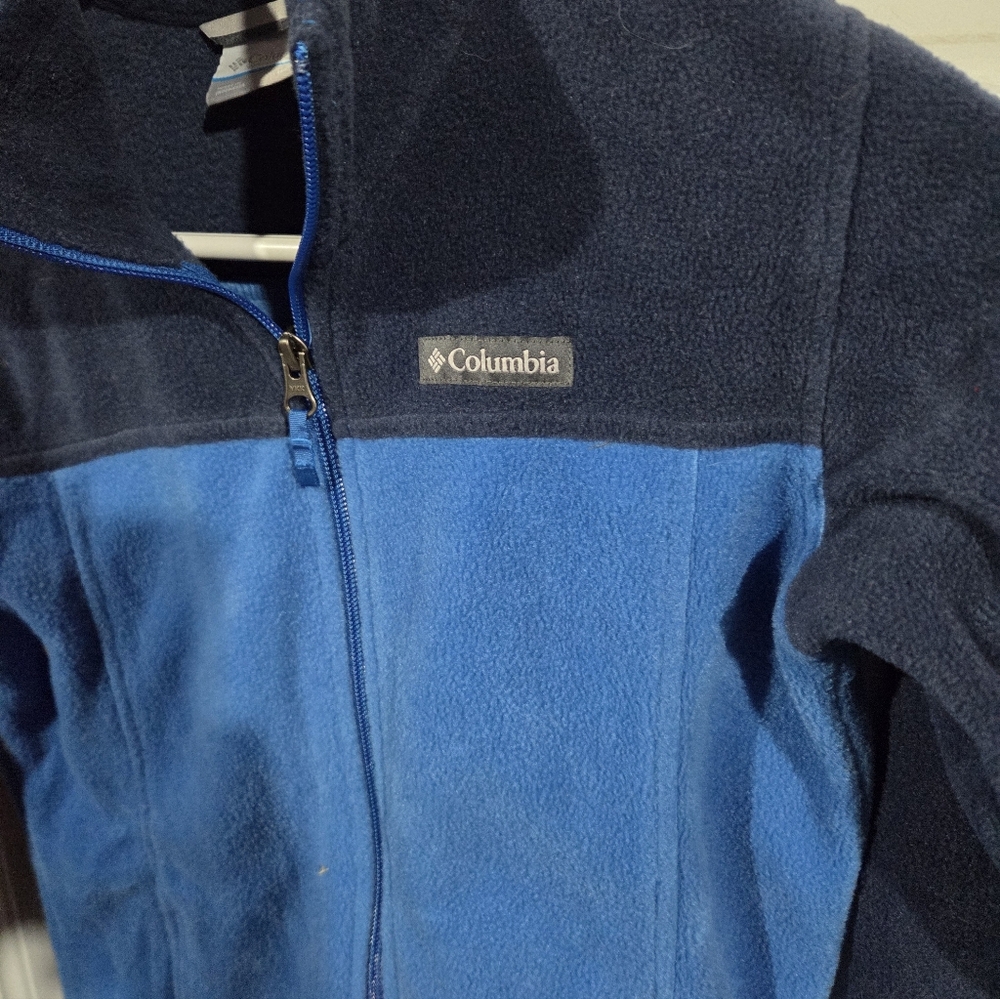 Columbia Two-Tone Blue Fleece Jacket Mens Medium - Picture 2 of 4